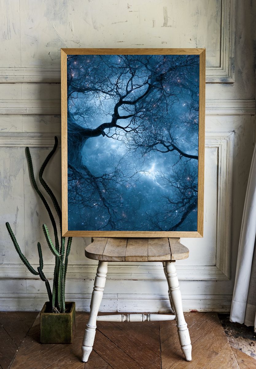 Enchanted Night Forest Print. — room view 1