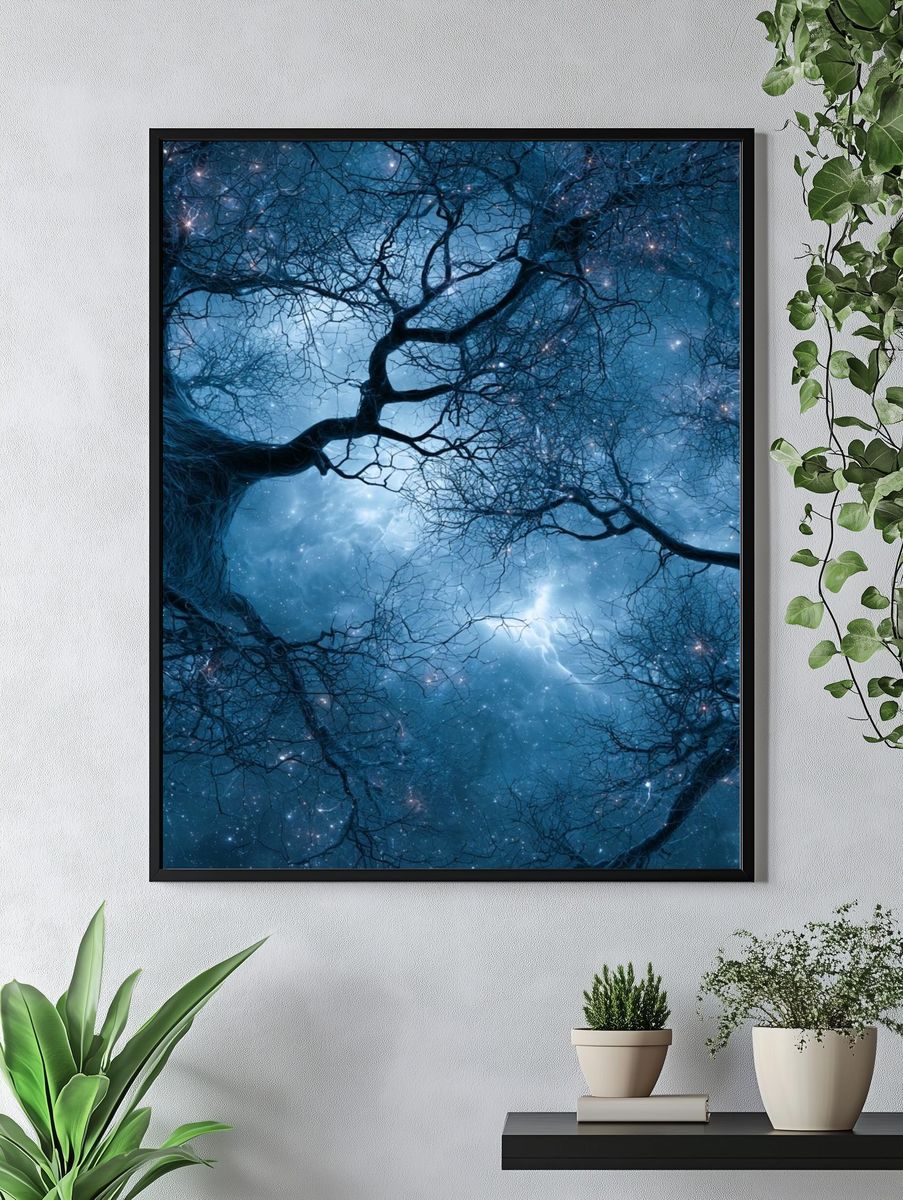 Enchanted Night Forest Print. — room view 4