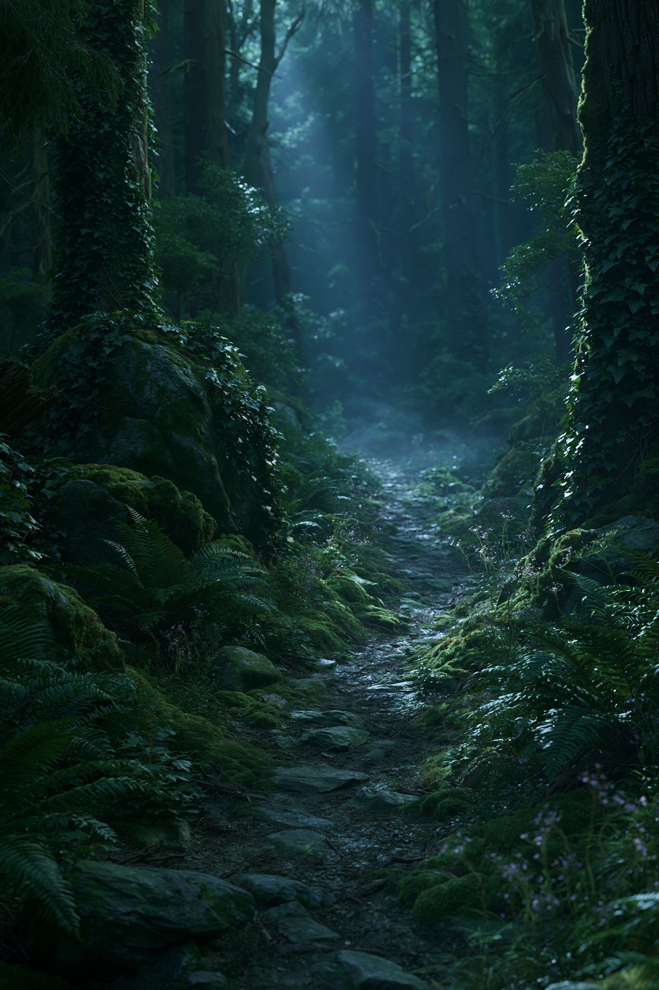 Misty Forest Path Photography Poster. poster — nature art