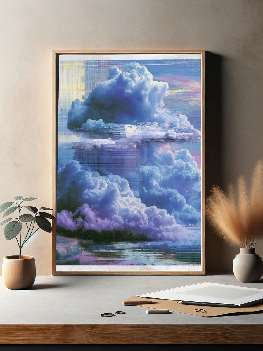 Dreamy Cloudscape Illustration Print. — room view 2
