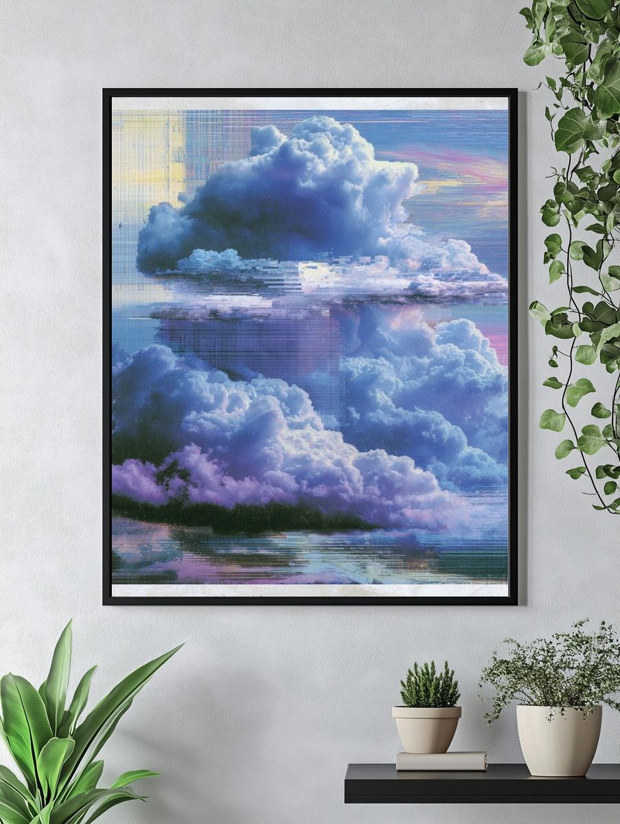 Dreamy Cloudscape Illustration Print. — room view 4
