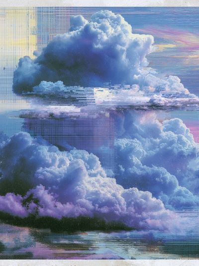 Dreamy Cloudscape Illustration Print. poster