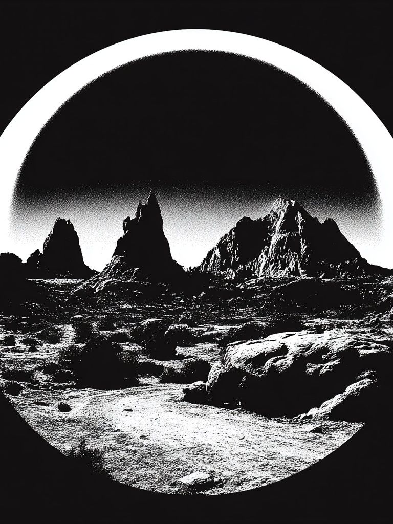 Lunar Mountain Landscape Print. poster detail