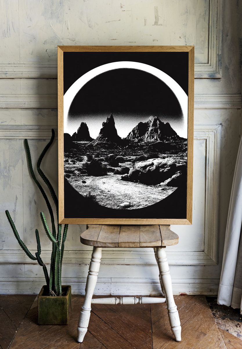 Lunar Mountain Landscape Print. — room view 1