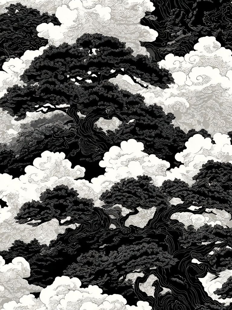 Cloud Pine Forest — Ink Print. poster detail