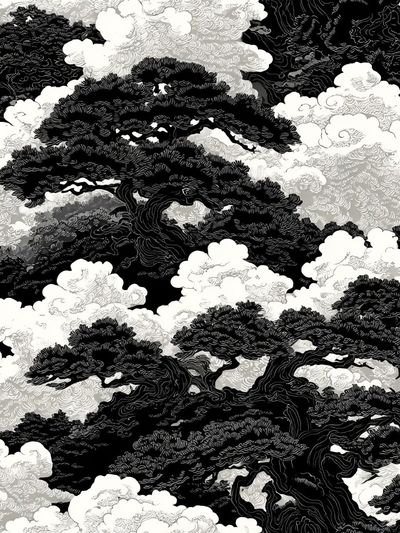 Cloud Pine Forest — Ink Print. poster