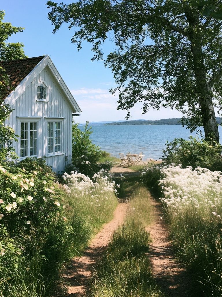 Lakeside Cottage Nature Poster. poster — nature art