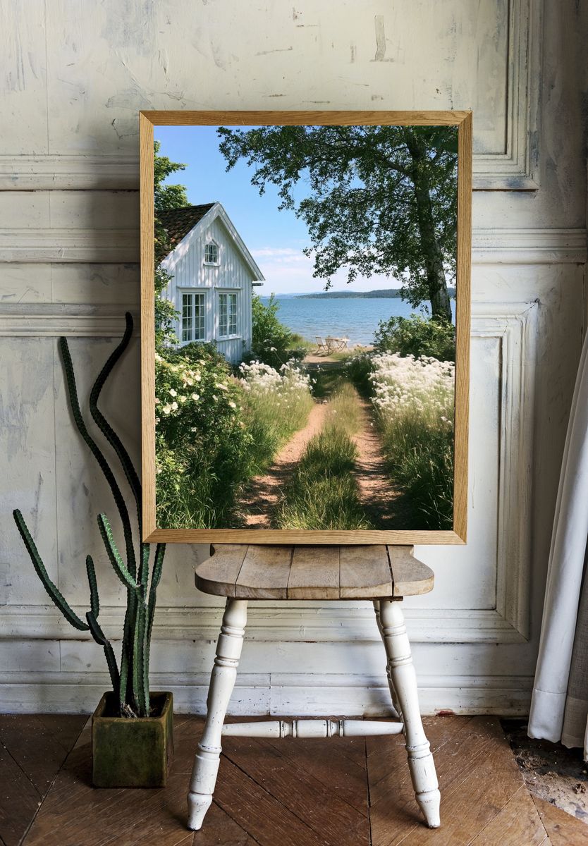 Lakeside Cottage Nature Poster. — room view 1