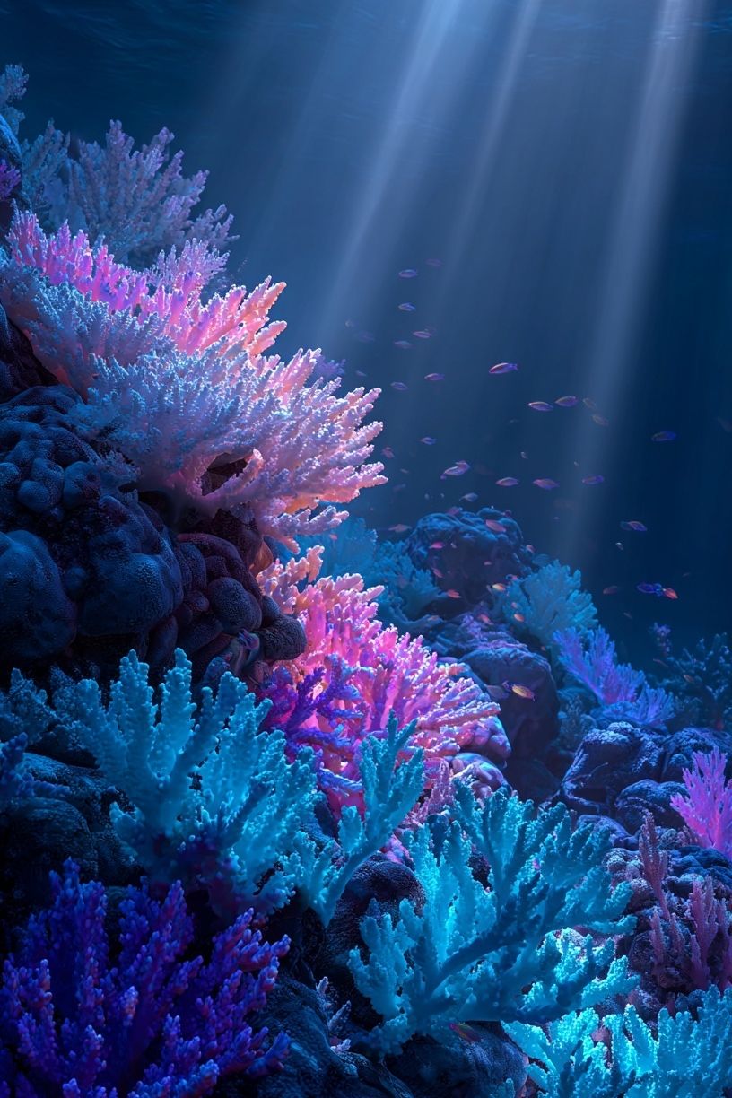 Neon Coral Reef Poster. poster — nature art