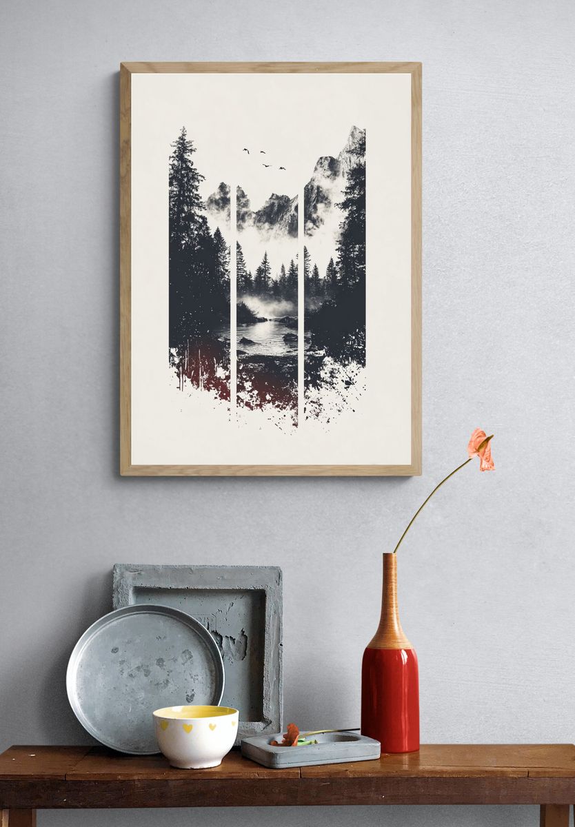 Mountain River Landscape Poster. — room view 3