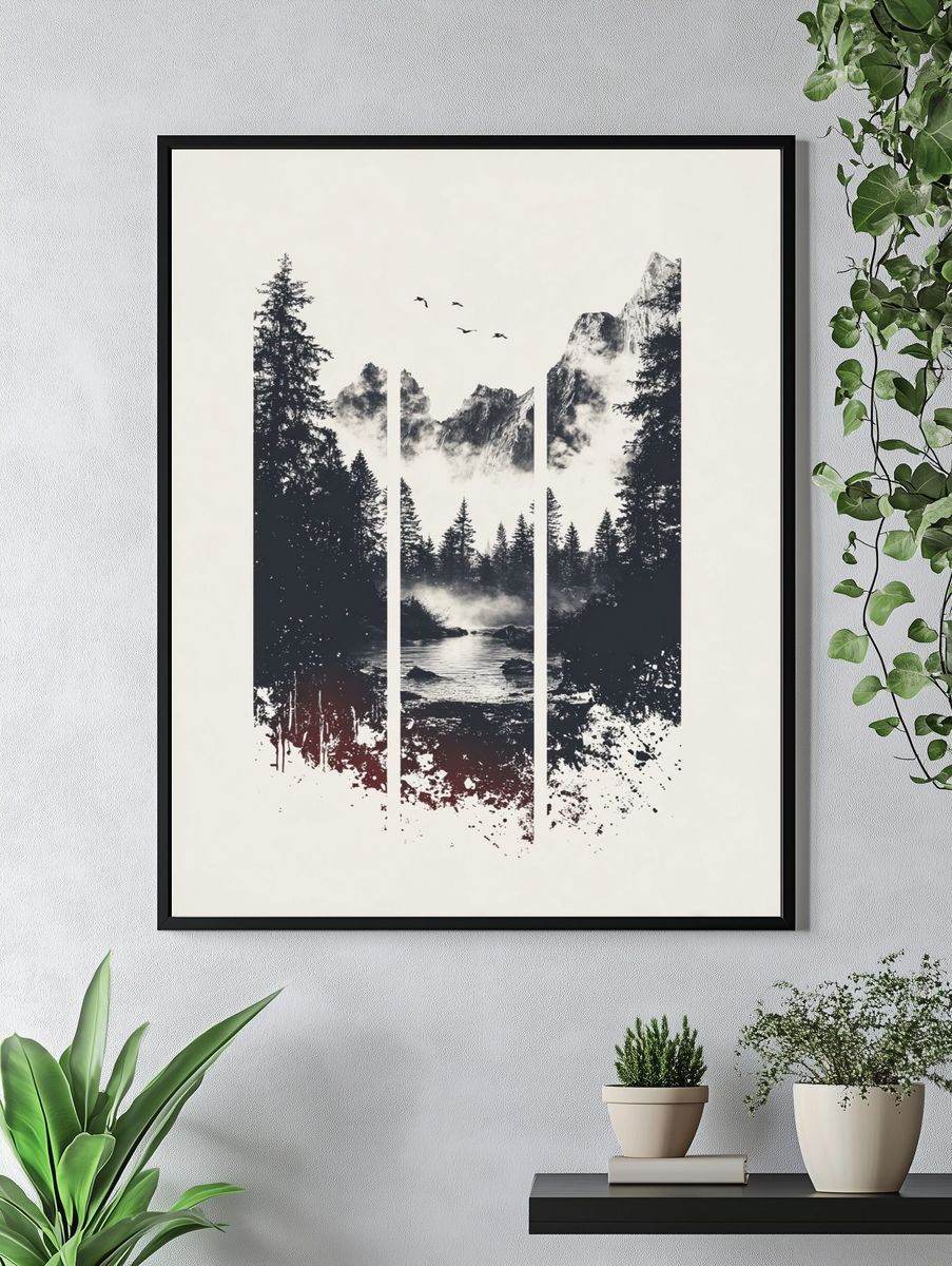 Mountain River Landscape Poster. — room view 4