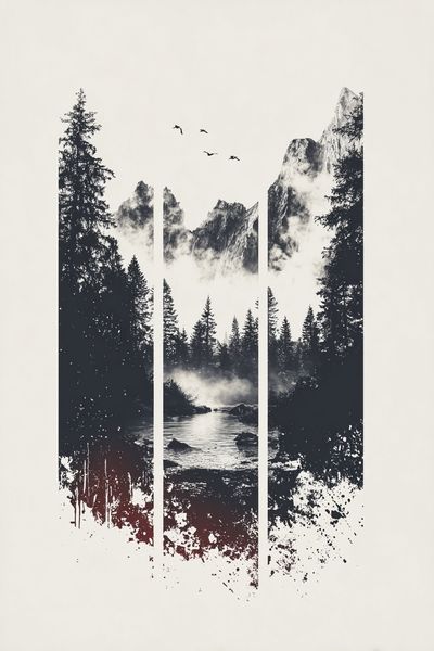 Mountain River Landscape Poster. poster print