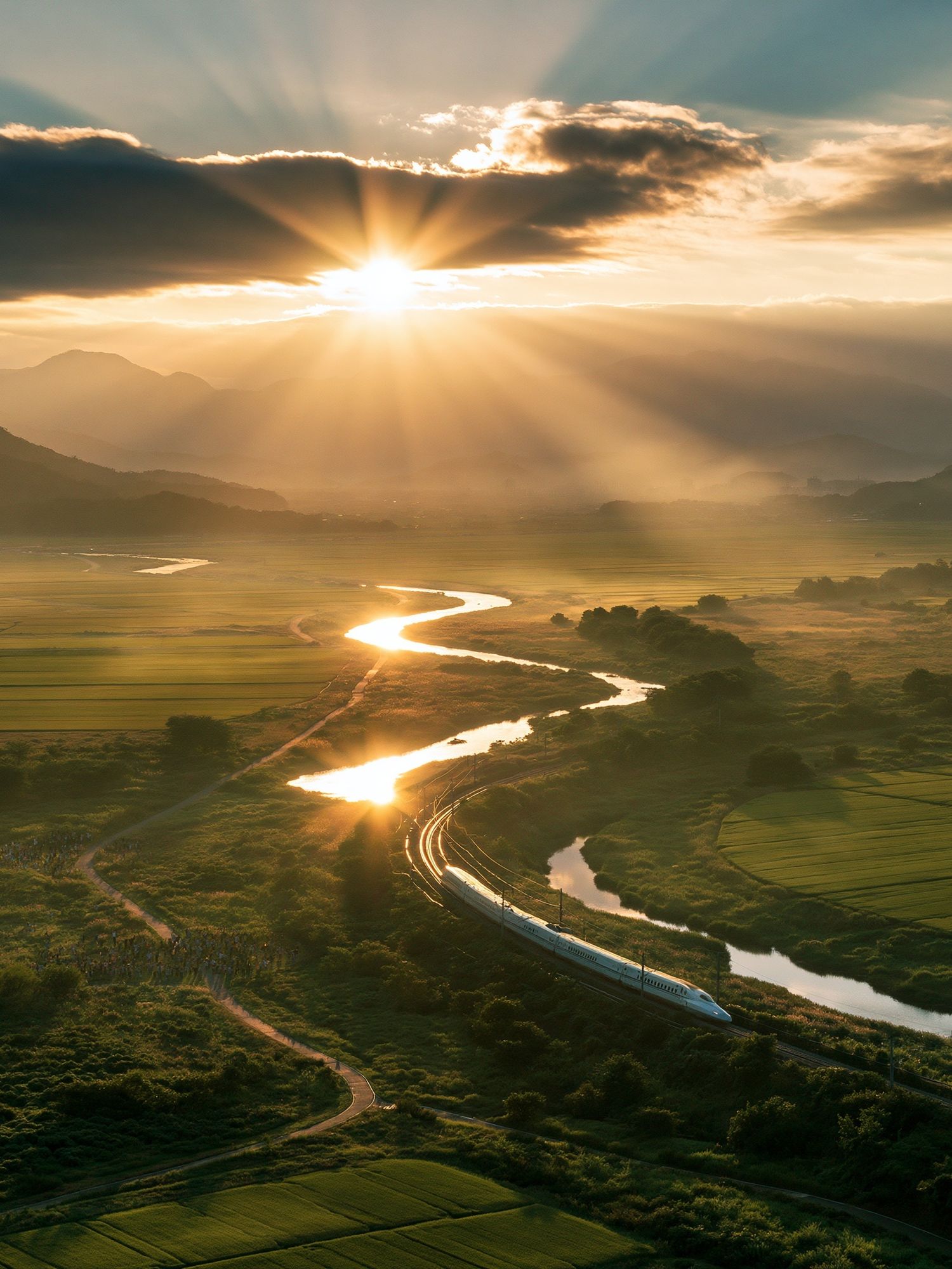 Sunrise Over River Valley Poster. poster detail