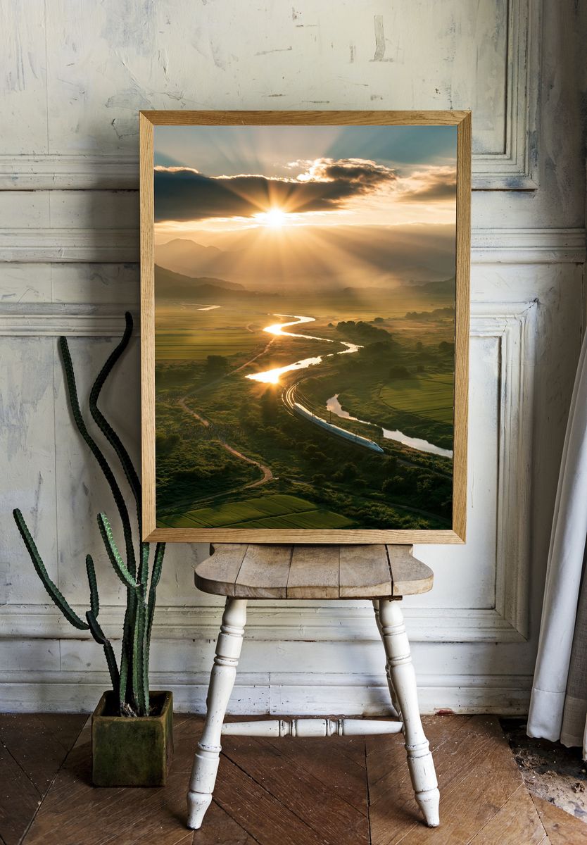 Sunrise Over River Valley Poster. — room view 1