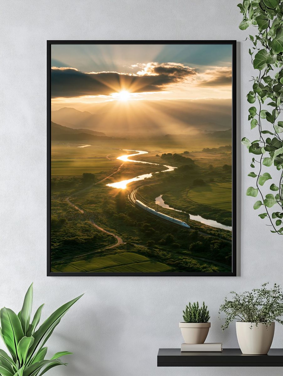 Sunrise Over River Valley Poster. — room view 4