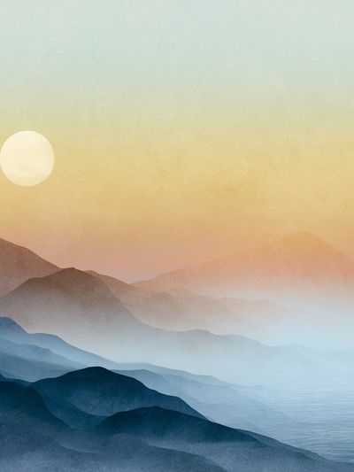 Misty Mountain Sunrise Print. poster