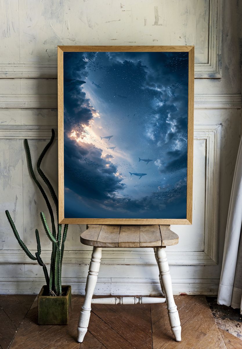 Whale Sky Dreamscape Print. — room view 1