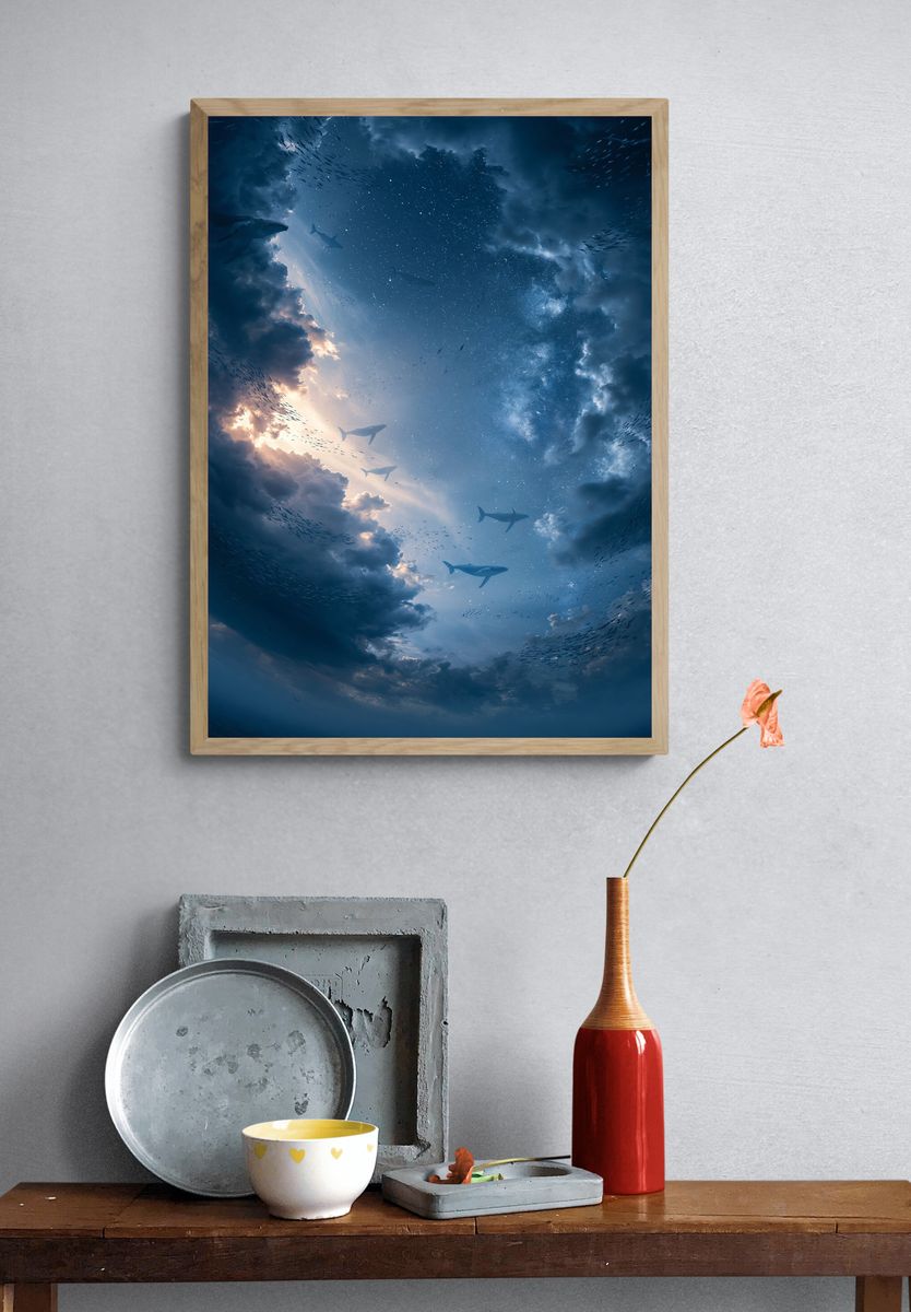 Whale Sky Dreamscape Print. — room view 3