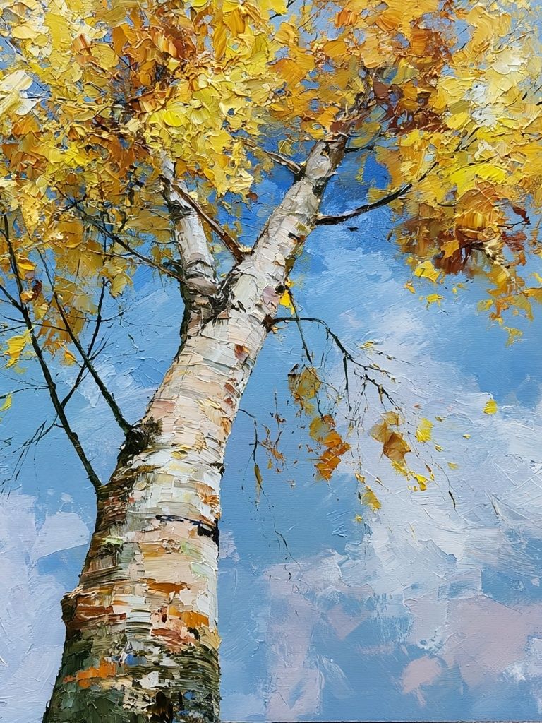 Autumn Birch Tree Painting Poster. poster — nature art