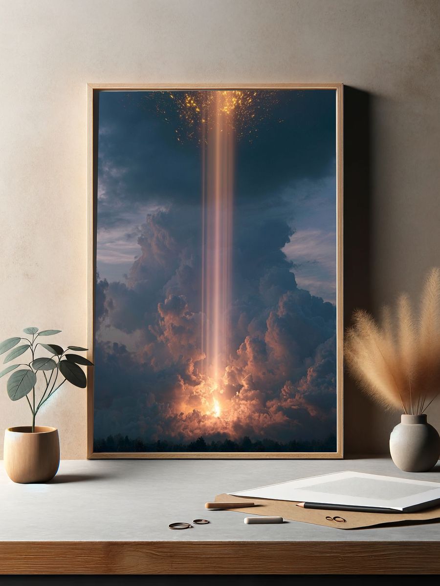 Celestial Light Beam Poster. — room view 2