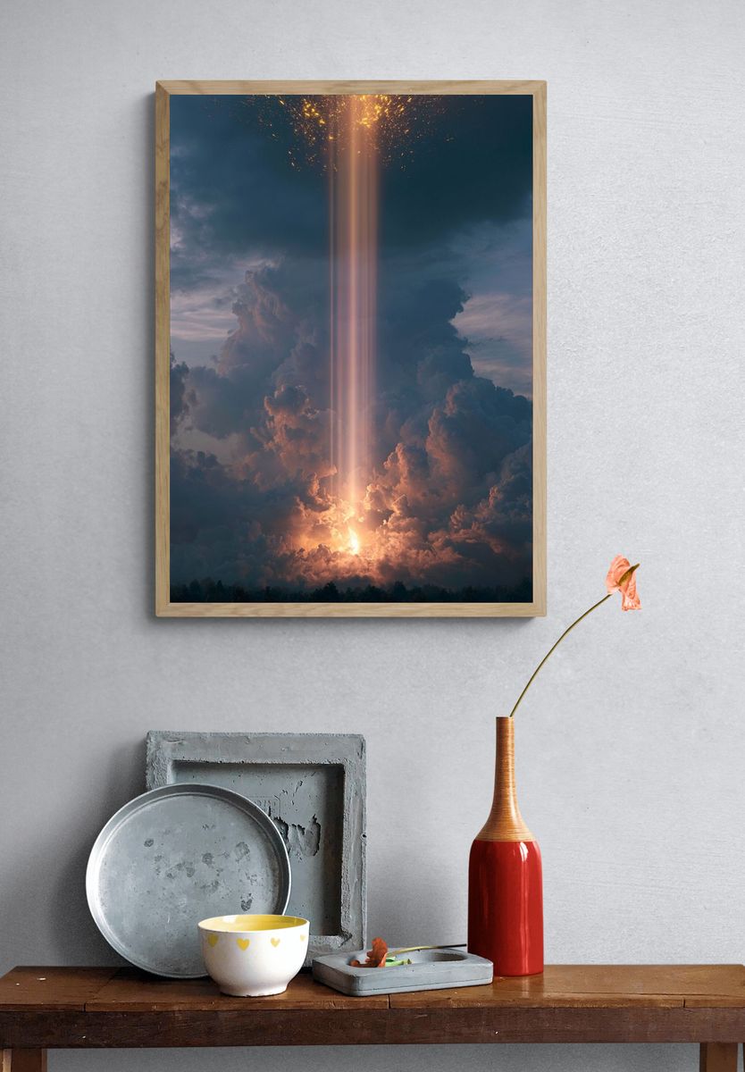 Celestial Light Beam Poster. — room view 3