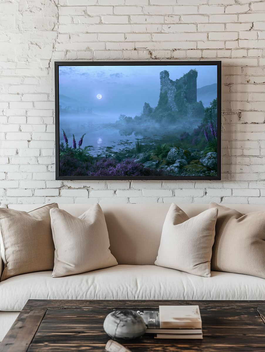 Moonlit Ruins Landscape Print. — room view 1