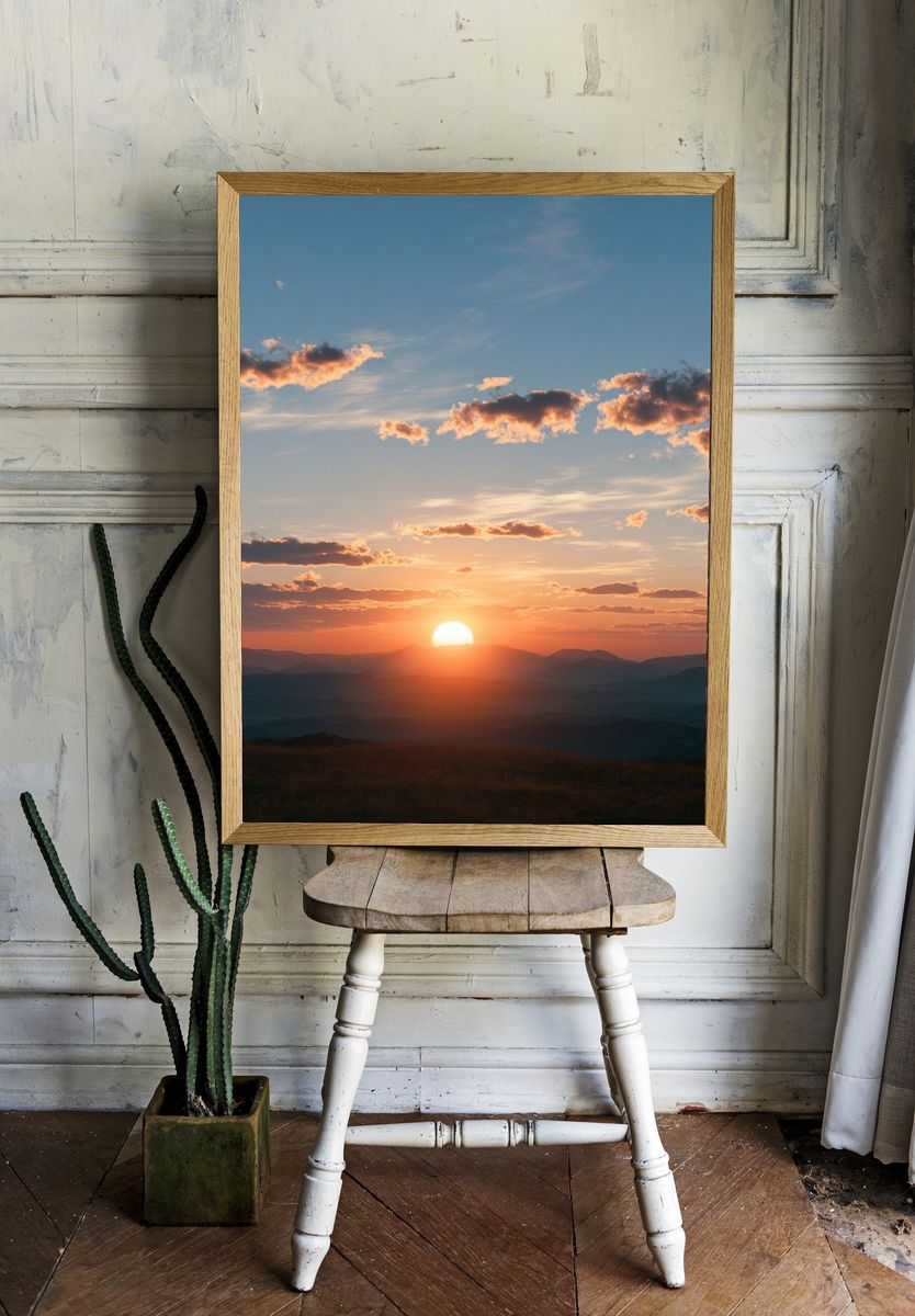 Sunset Mountain Horizon Print. — room view 1