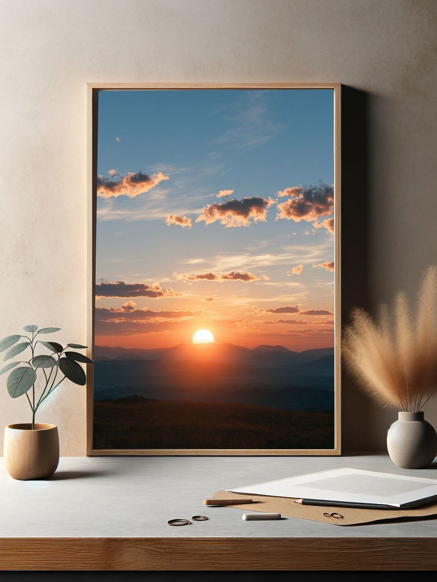 Sunset Mountain Horizon Print. — room view 2