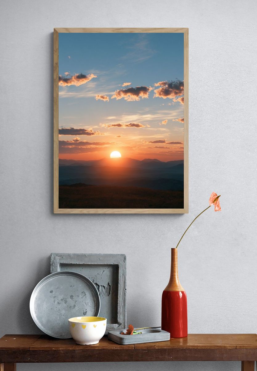 Sunset Mountain Horizon Print. — room view 3