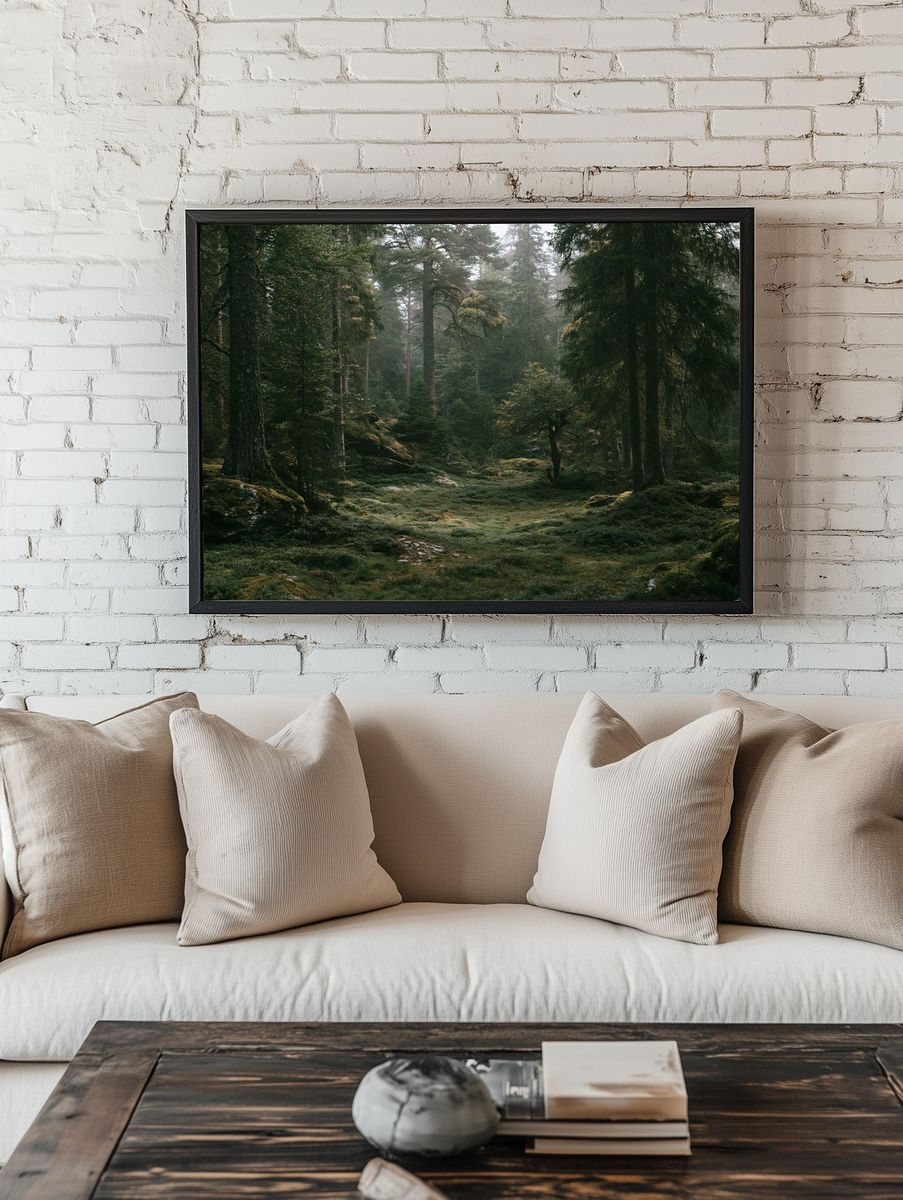 Misty Forest Path Poster. — room view 1