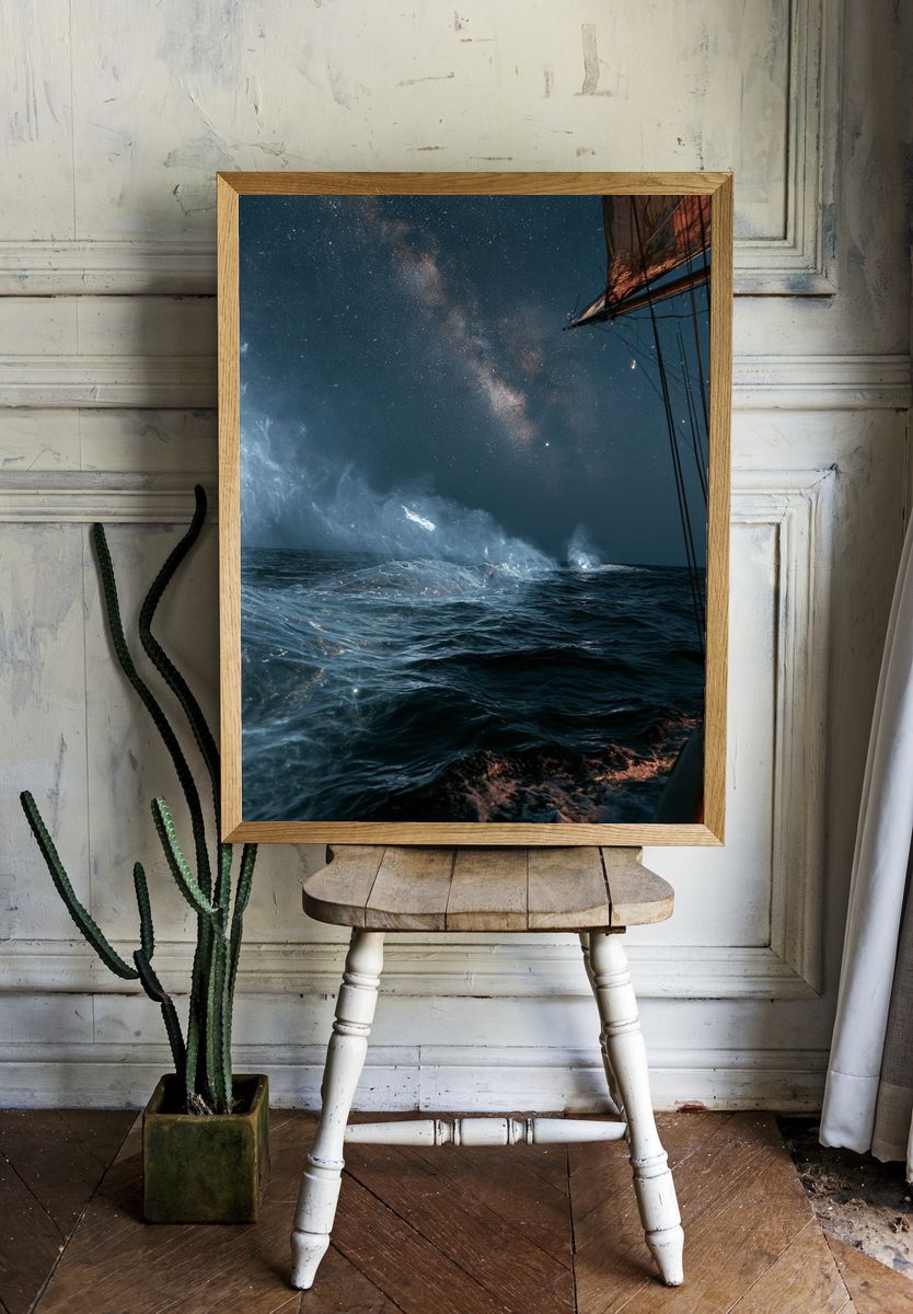 Milky Way Ocean Voyage Print. — room view 1