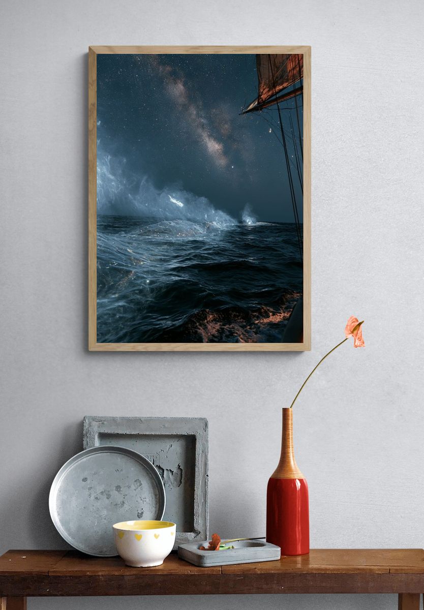 Milky Way Ocean Voyage Print. — room view 3