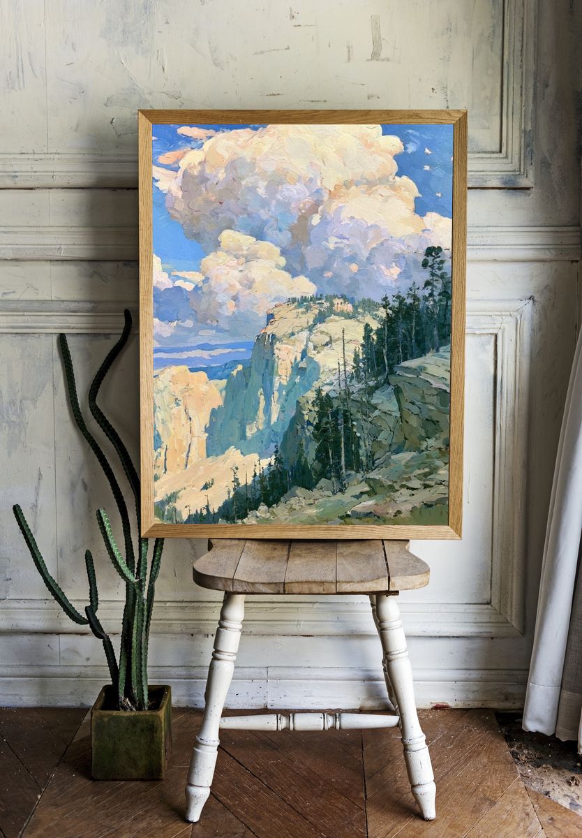 Mountain Canyon Cloudscape Print. — room view 1