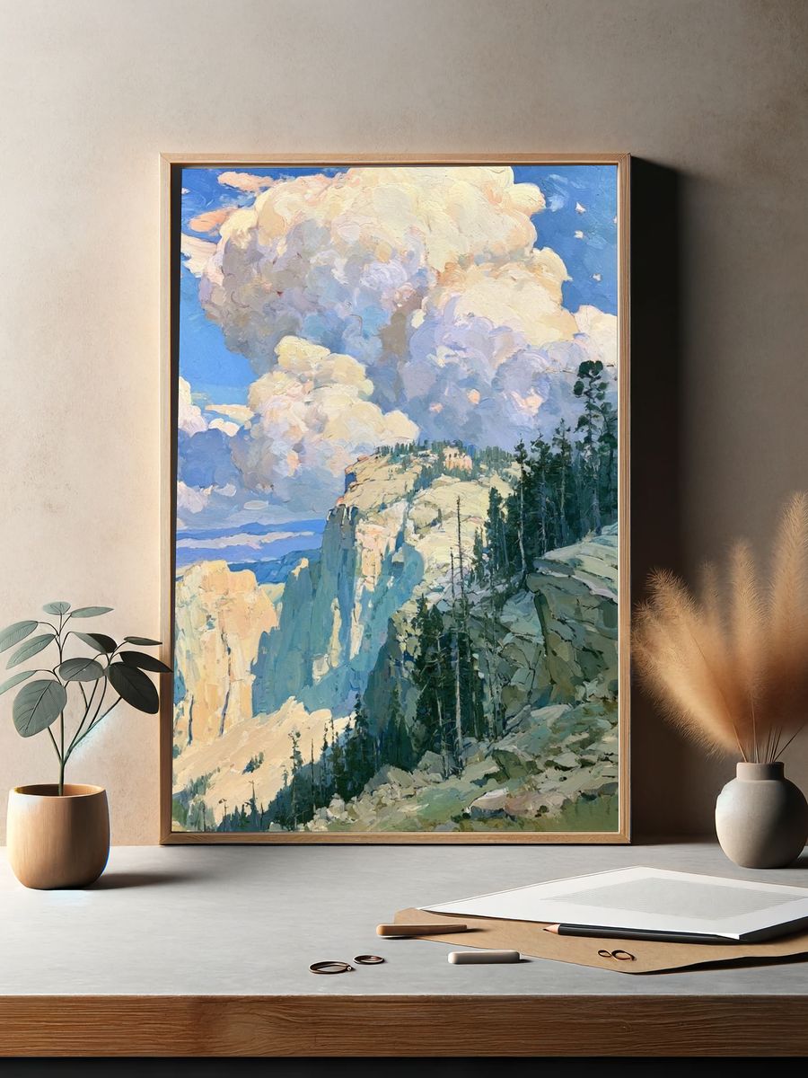 Mountain Canyon Cloudscape Print. — room view 2
