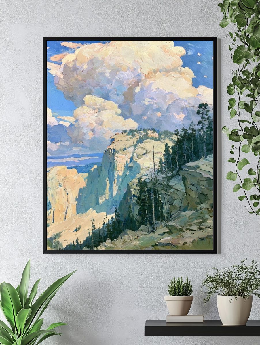 Mountain Canyon Cloudscape Print. — room view 4