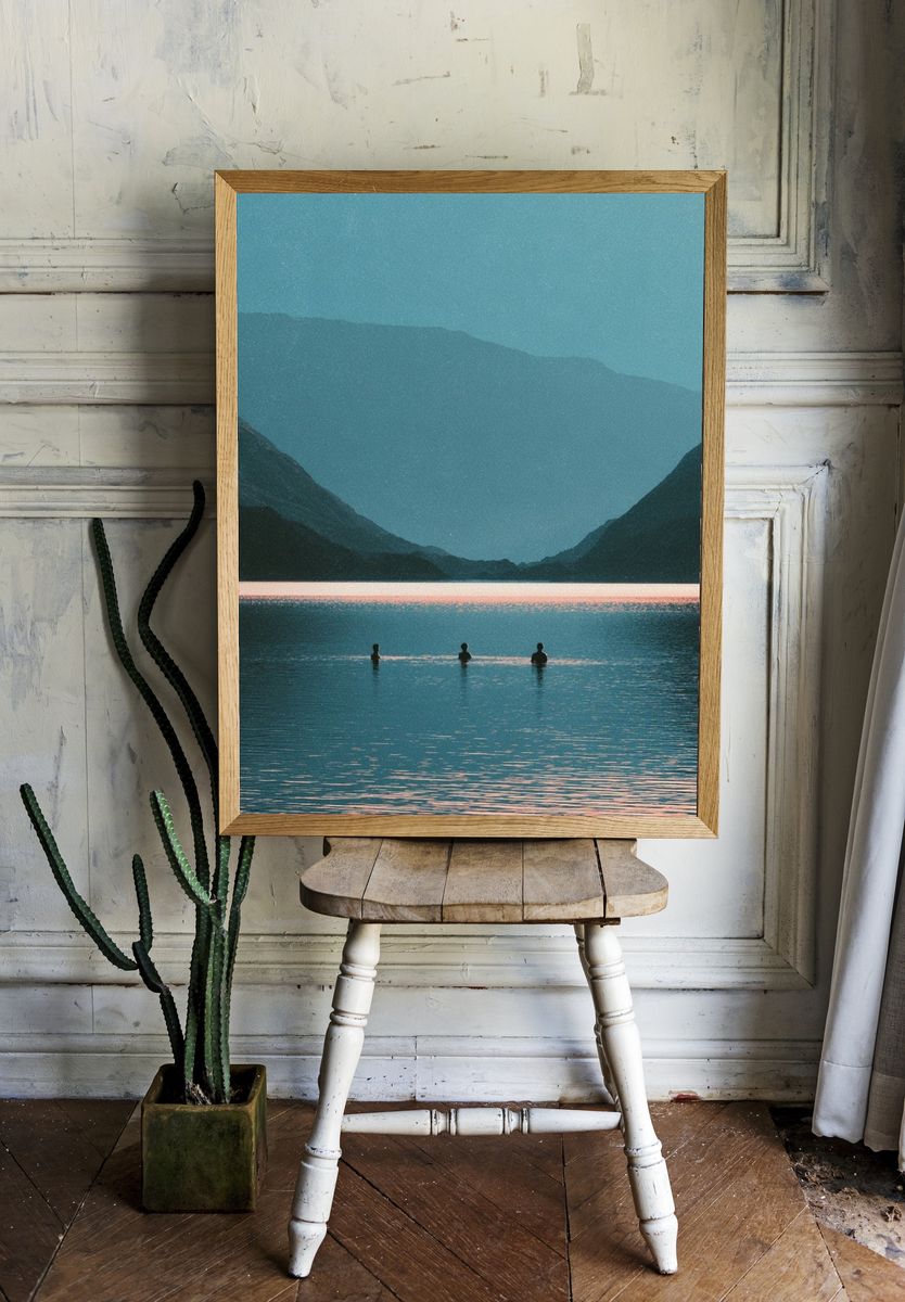 Misty Mountain Lake Poster. — room view 1