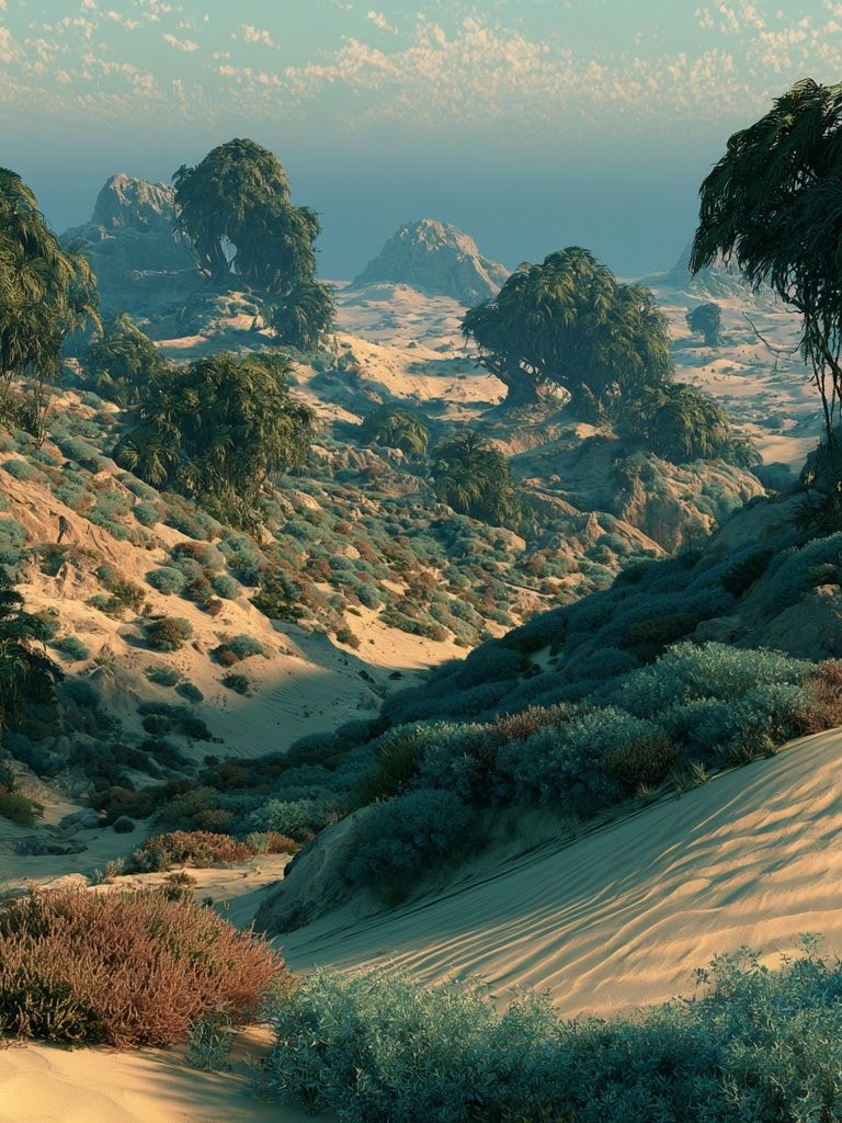 Desert Oasis Landscape Print. poster detail