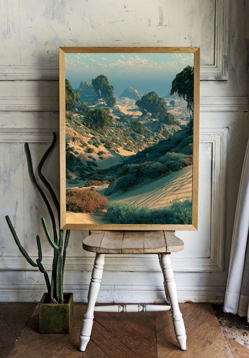 Desert Oasis Landscape Print. — room view 1