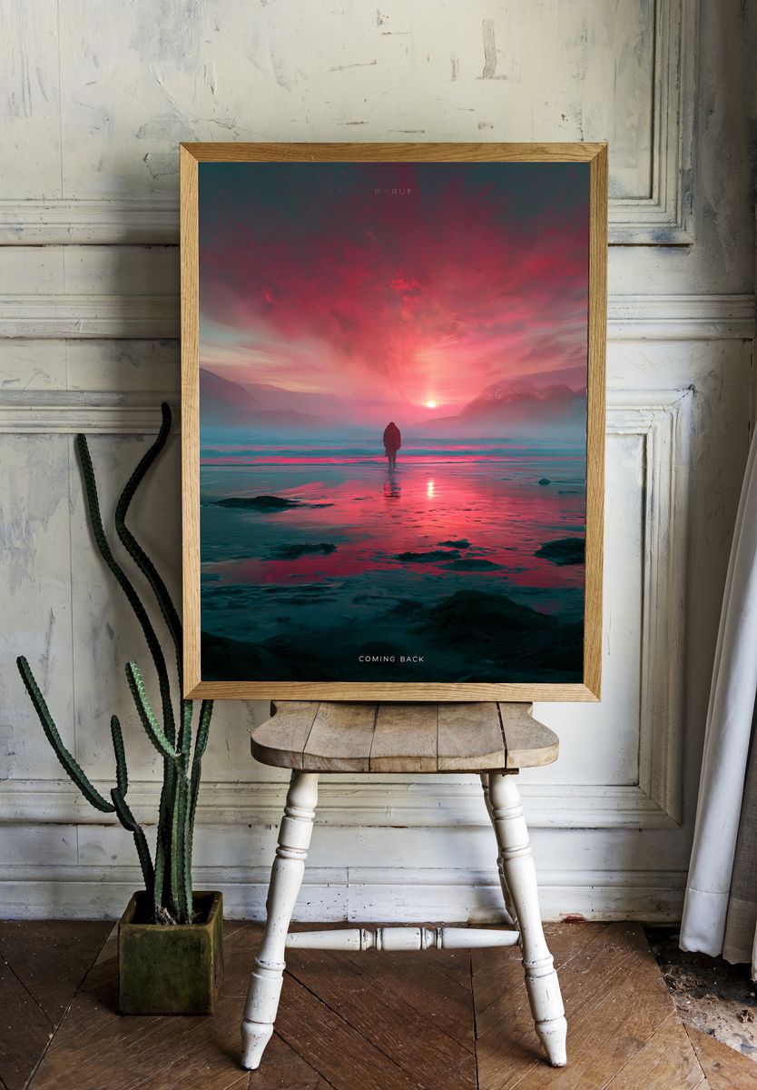Coming Back Sunset Landscape Poster. — room view 1