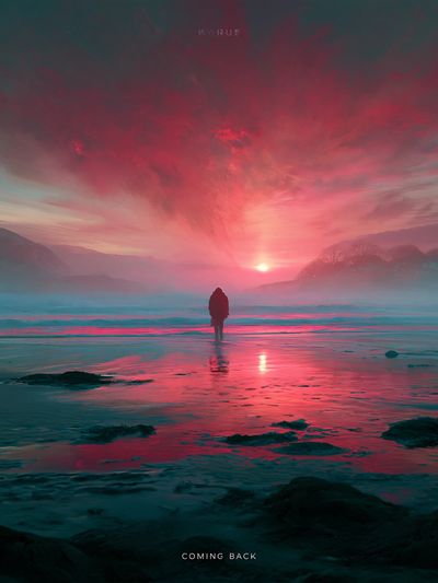 Coming Back Sunset Landscape Poster. poster