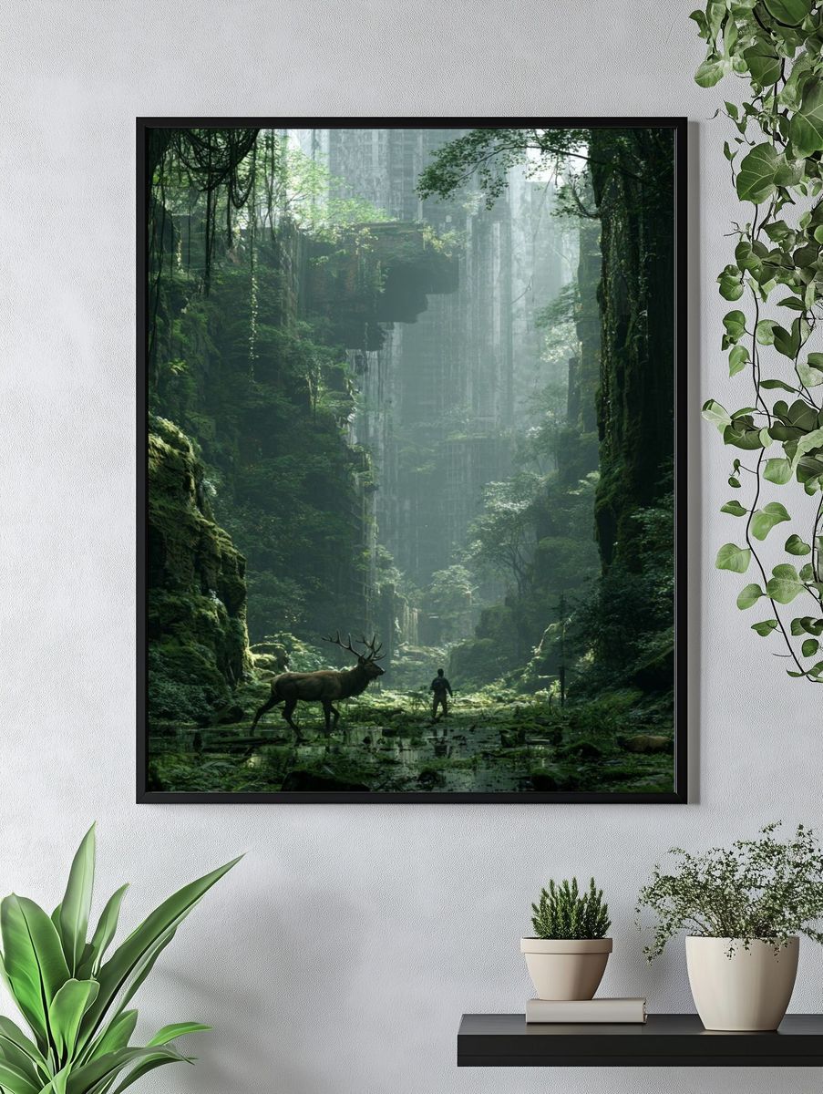 Misty Forest Ruins Poster. — room view 4