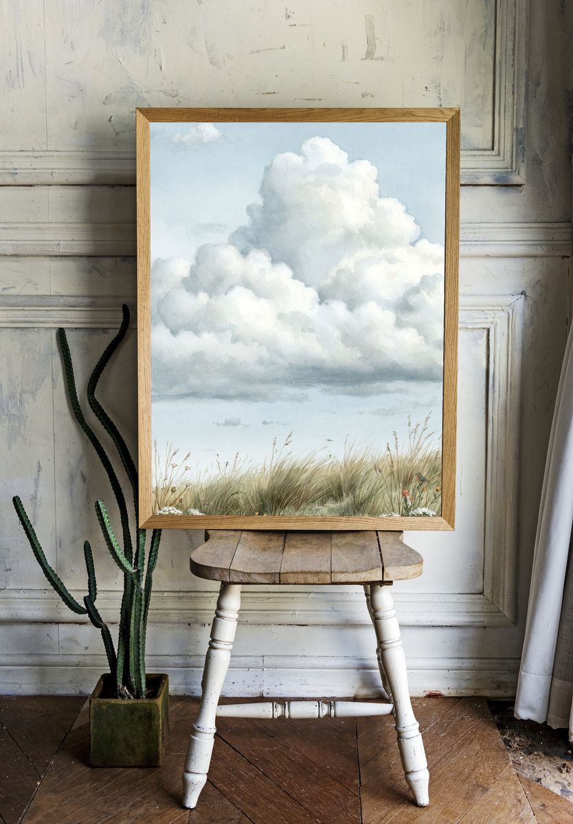 Coastal Dunes Watercolor Print. room preview