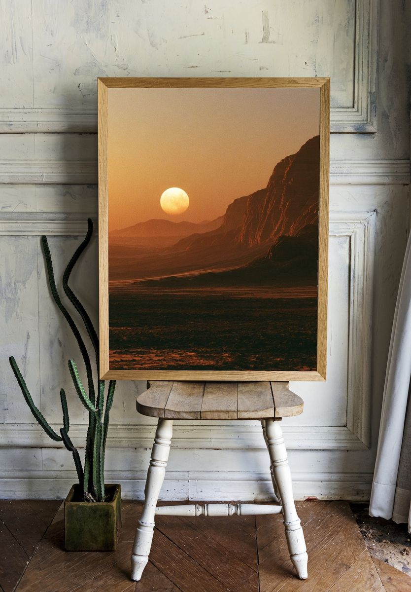 Desert Moonrise Landscape Poster. — room view 1