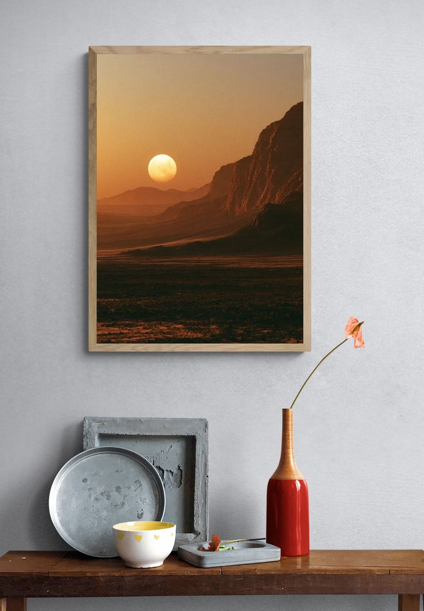 Desert Moonrise Landscape Poster. — room view 3