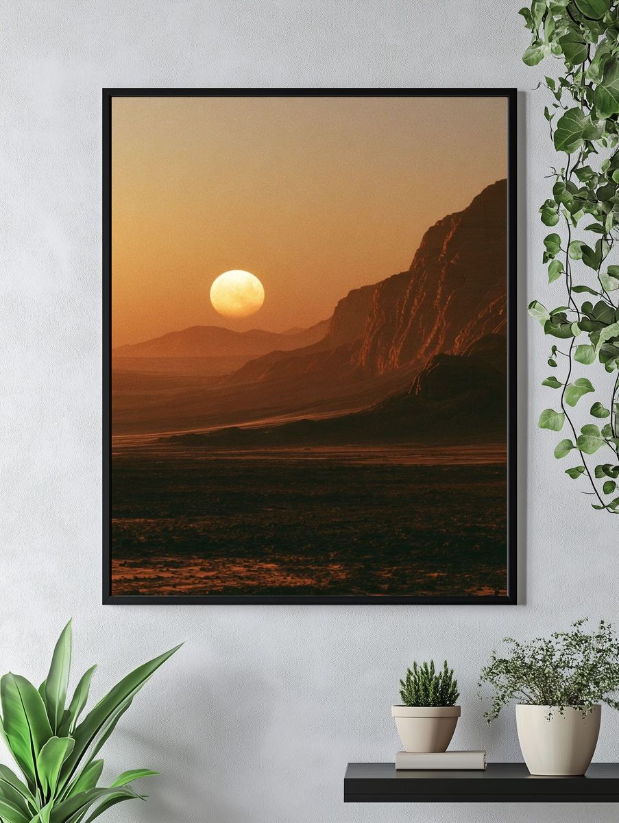Desert Moonrise Landscape Poster. — room view 4