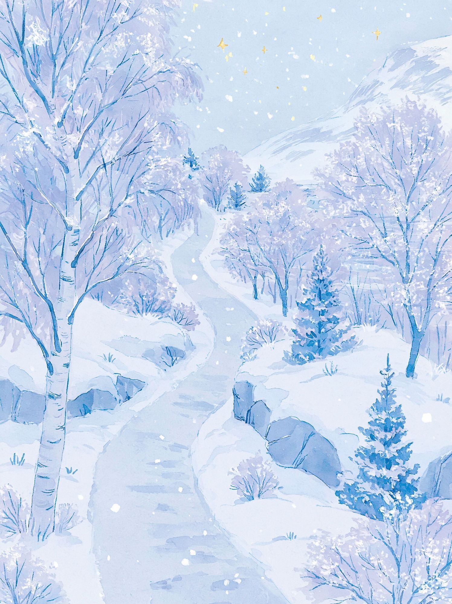 Snowy Winter Forest Illustration Poster. poster — nature art