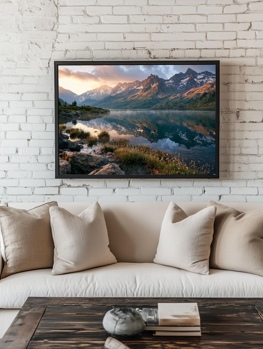 Alpine Lake Sunrise Poster. room preview