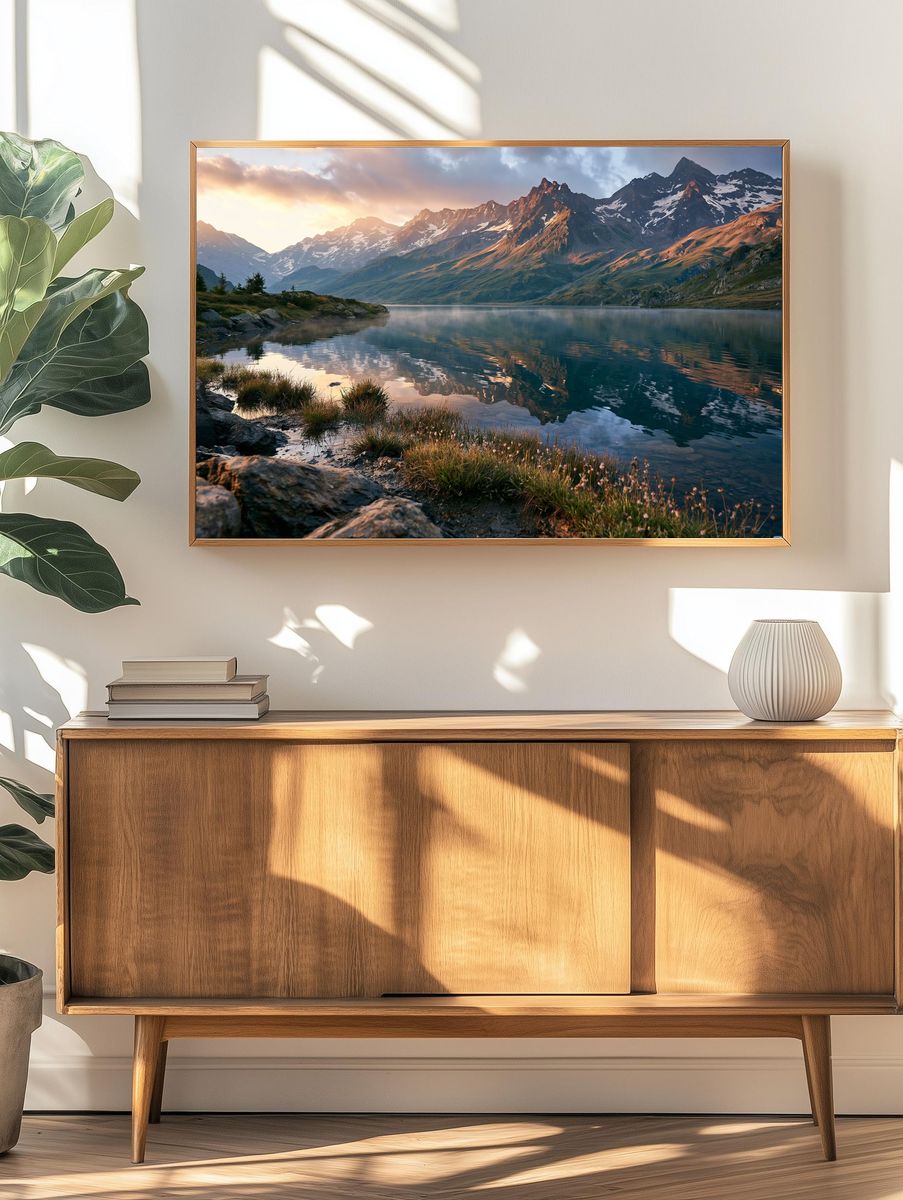 Alpine Lake Sunrise Poster. — room view 3