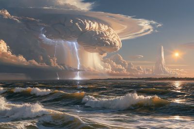 Surreal Storm Over Ocean Print.