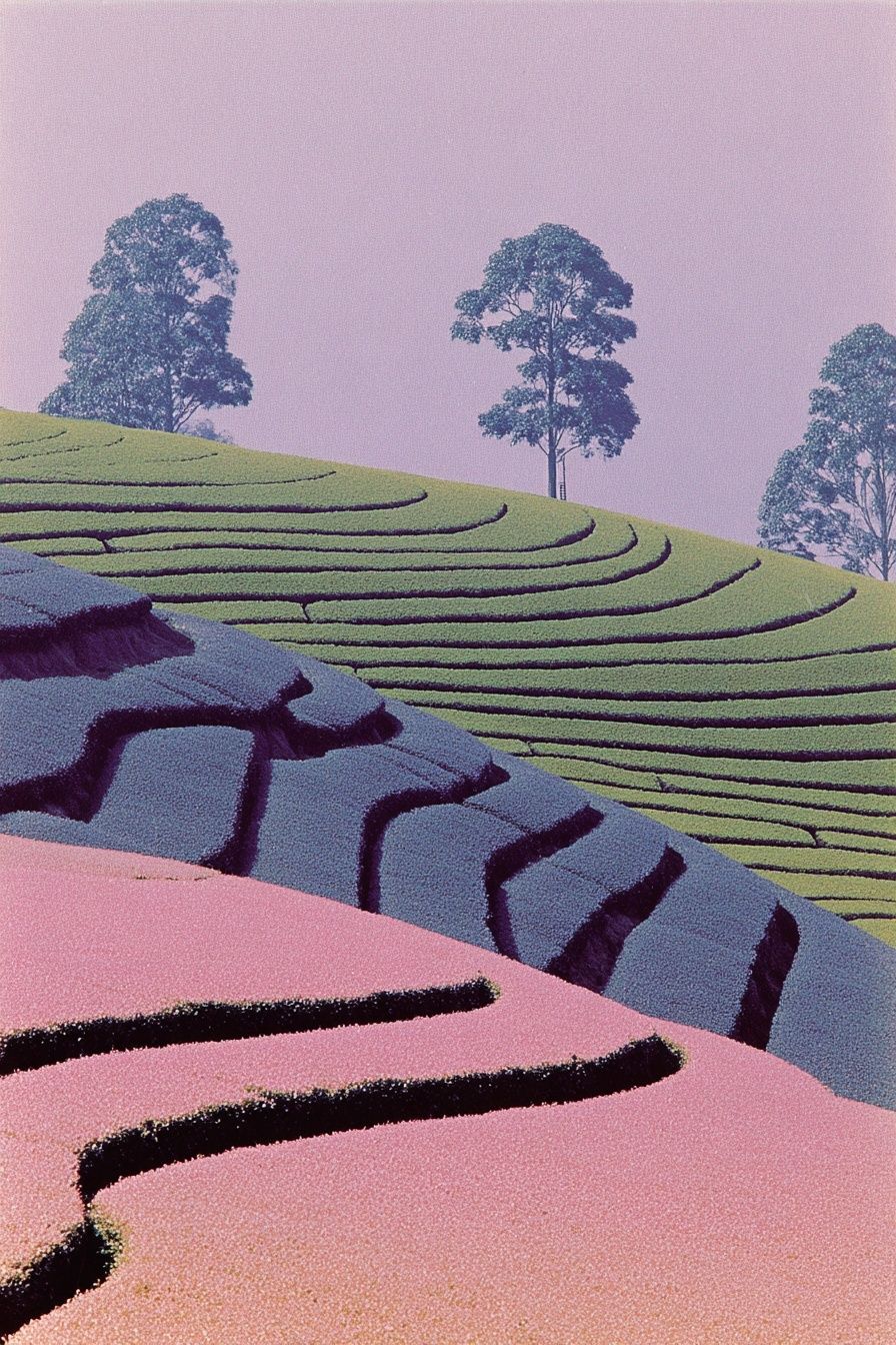 Pastel Terraced Hills Poster. poster detail